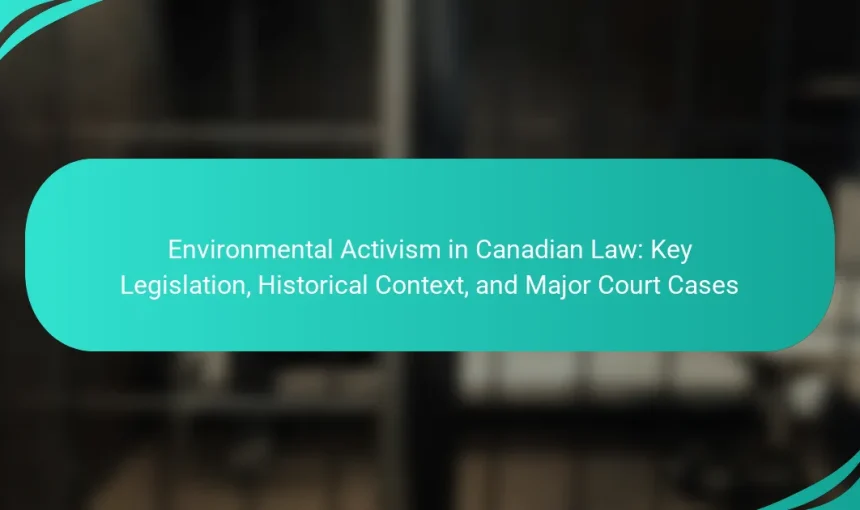 Environmental Activism in Canadian Law: Key Legislation, Historical Context, and Major Court Cases