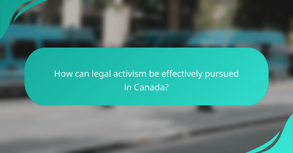 How can legal activism be effectively pursued in Canada?