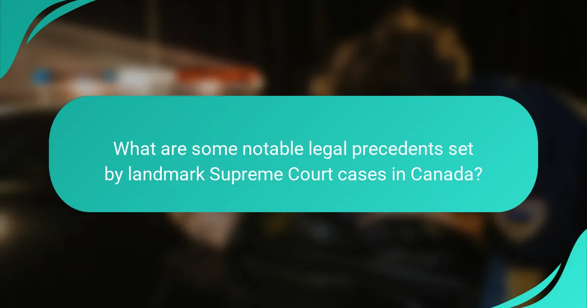 What are some notable legal precedents set by landmark Supreme Court cases in Canada?