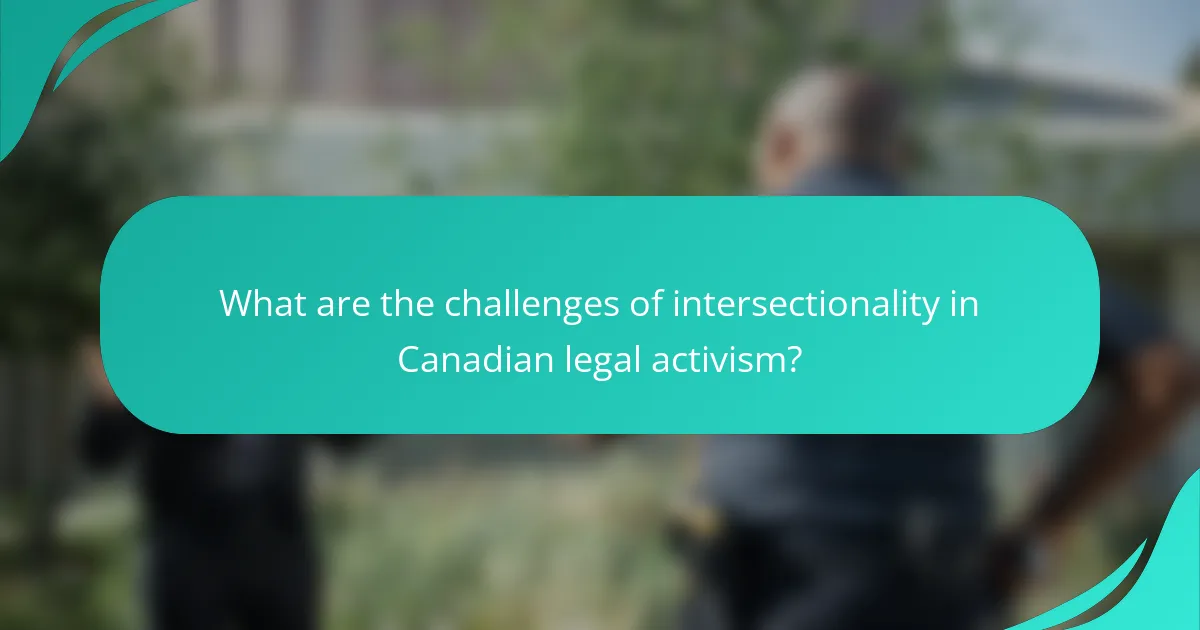 What are the challenges of intersectionality in Canadian legal activism?
