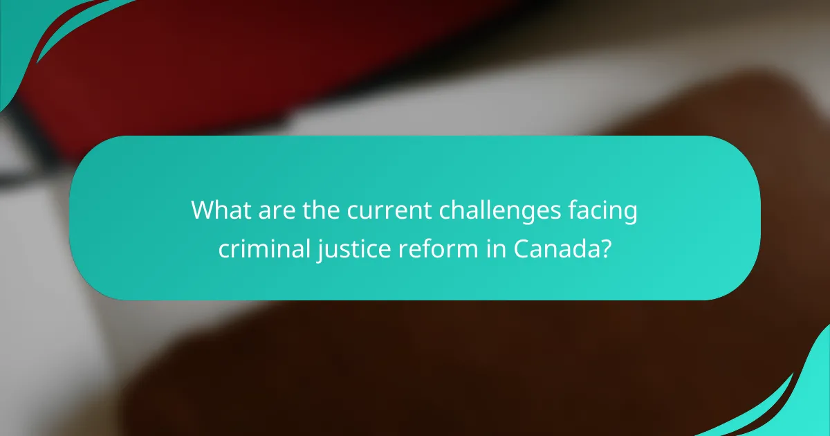 What are the current challenges facing criminal justice reform in Canada?