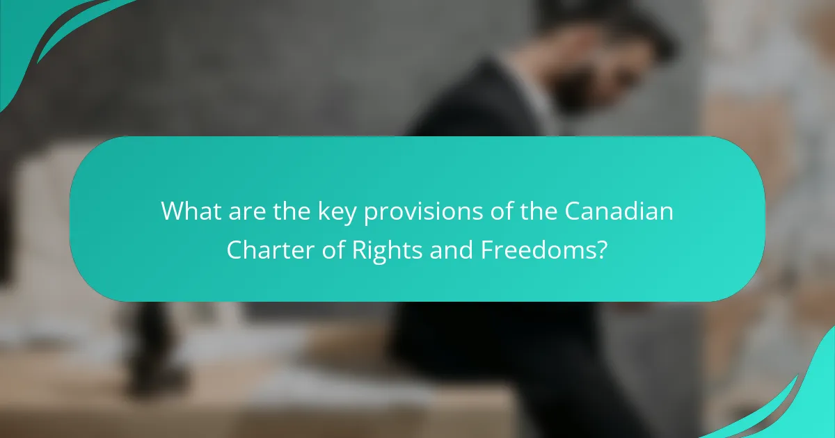 What are the key provisions of the Canadian Charter of Rights and Freedoms?