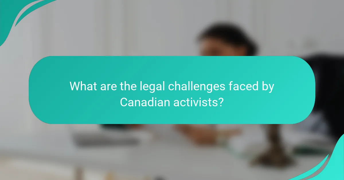 What are the legal challenges faced by Canadian activists?