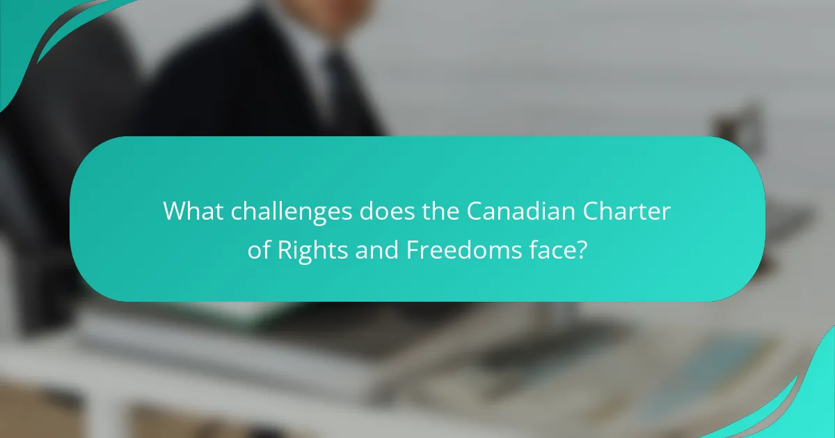 What challenges does the Canadian Charter of Rights and Freedoms face?