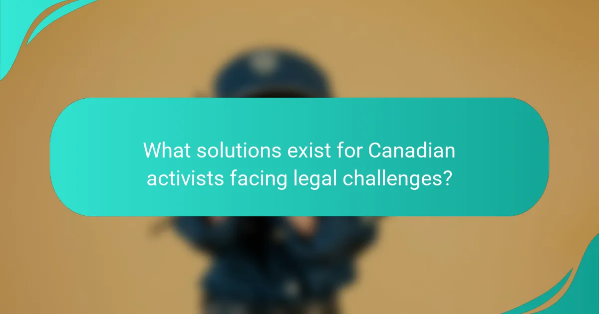 What solutions exist for Canadian activists facing legal challenges?