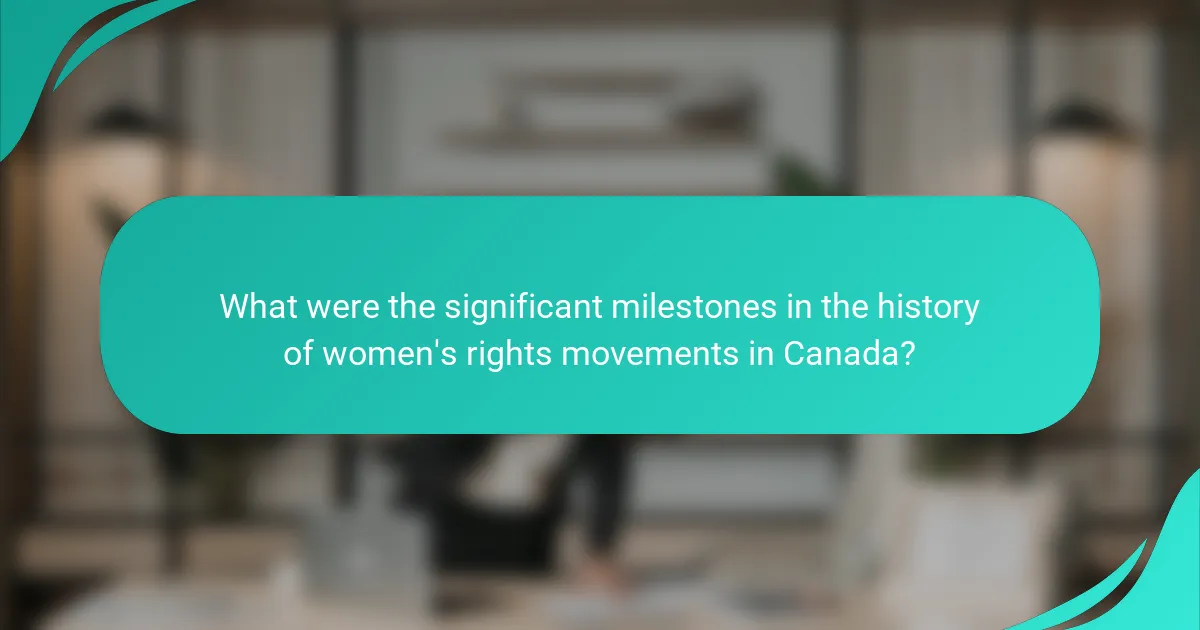 What were the significant milestones in the history of women's rights movements in Canada?